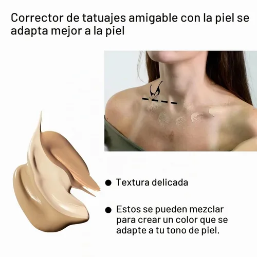 Vista 6 de Cubierta de tatuaje, corrector invisible impermeable para el cuerpo, piernas, contusiones, cicatrices, manchas oscuras, vitíligo, maquillaje