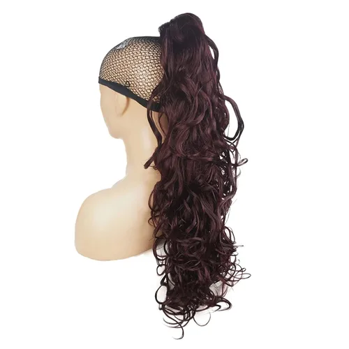 Vista 8 de Lydell 30" largo rizado peinado clip en garra cola de caballo extensión pelo sintético postizo 9.88 oz con un clip de mandíbula/garra (negro)