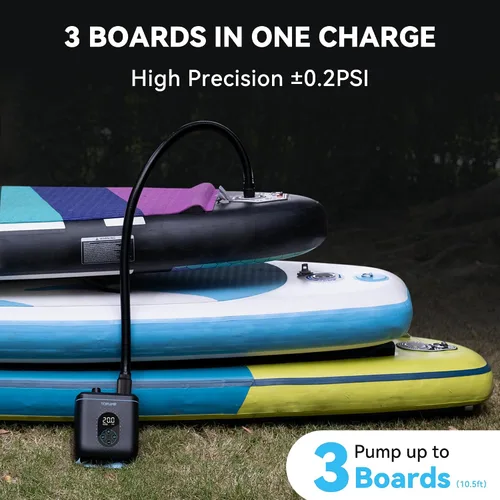 Vista 9 de TOPUMP Electric Paddle Board Pump TPS260, 20PSI Rechargeable SUP Pump