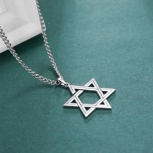 Vista 15 de EUEAVAN Collar con dije de estrella de David contra el mal de ojo de seis puntas con dije de estrella de David, hexagrama demoníaco religioso
