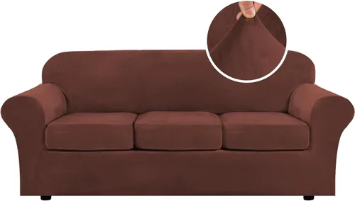 Vista 41 de H.VERSAILTEX - Funda elástica para sofá de 2 piezas, funda protectora de terciopelo, suave, con parte inferior elástica, con un ancho de hasta 49