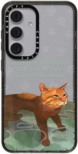 Vista 91 de CASETiFY Funda de impacto para Galaxy S22+ - Adhesivo Aries Moross, color negro transparente