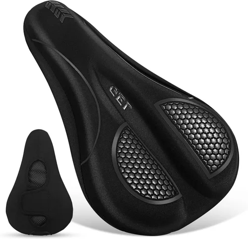 Vista 6 de Cojín de asiento de bicicleta – Funda de asiento de bicicleta de gel acolchada para hombres y mujeres, cómodo sillín de bicicleta suave compatible