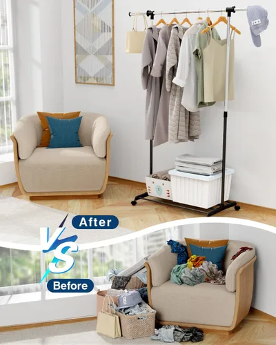 Vista 8 de Whitmor Organizador de ropa ajustable resistente, negro y cromado