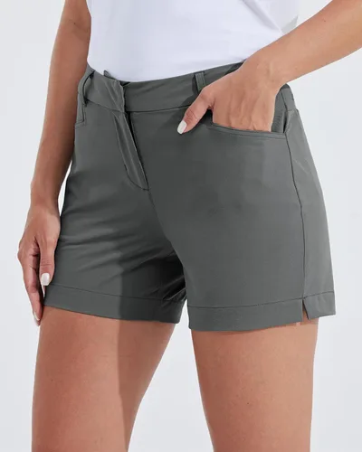 Vista 30 de Willit Pantalones cortos de golf de 4.5 pulgadas para mujer, de secado rápido, casuales, con bolsillos, resistentes al agua