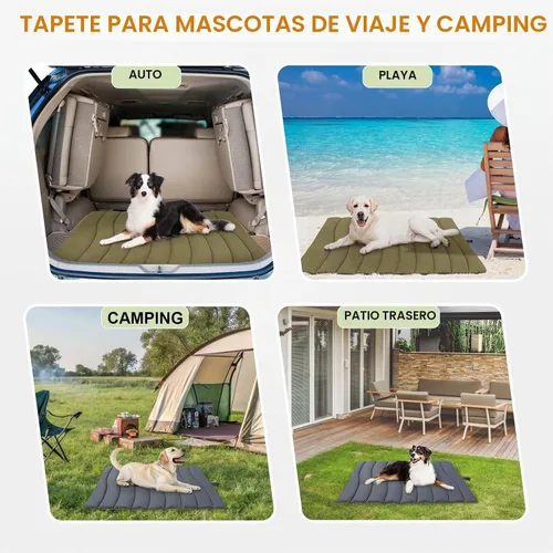 Vista 6 de BEAUTYZOO Cama para perros al aire libre, impermeable, portátil, reversible Verde militar