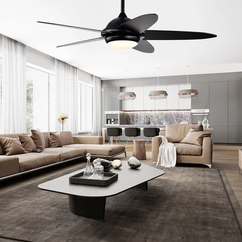 Vista 8 de GOFLAME Ventilador de techo de 52 pulgadas con luces, ventilador de techo reversible moderno con 3 velocidades de viento, control remoto