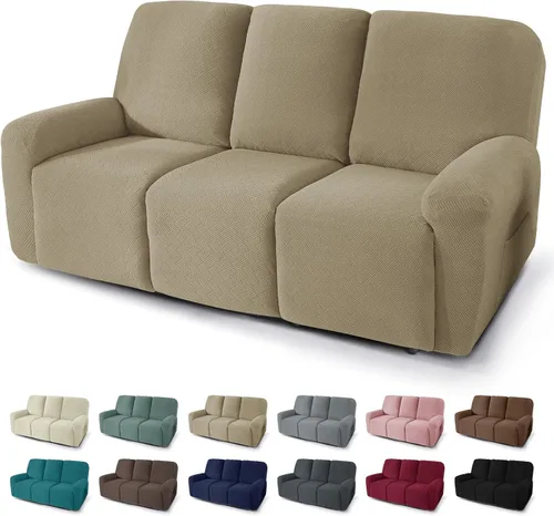Vista 23 de JIVINER Fundas reclinables de gran tamaño de 3 piezas para sillón reclinable grande con bolsillos, tela jacquard elástica Lazy Boy funda para sofá