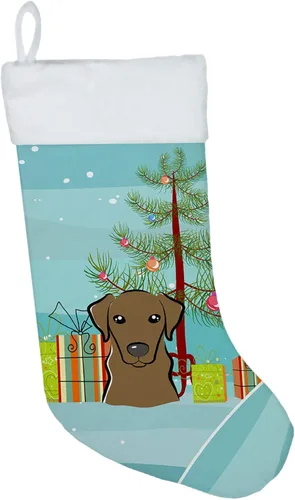 Vista 48 de Caroline's Treasures BB1590CS Árbol de Navidad y Alaskan Malamute Calcetines de Navidad para colgar en la chimenea, decoración de fiesta de Navidad
