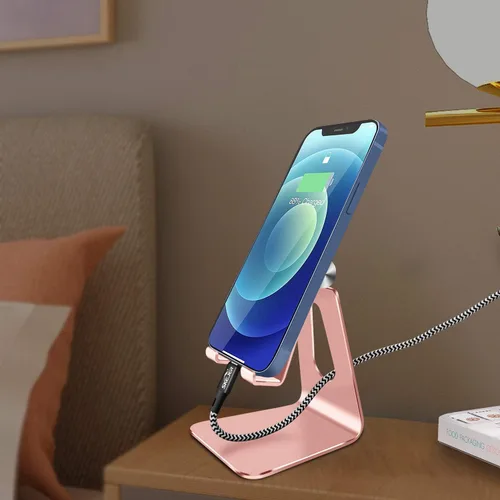 Vista 7 de Soporte ajustable para teléfono celular, soporte para tableta, escritorio de aluminio compatible con iPhone 12, iPad, Samsung Galaxy, Google todos