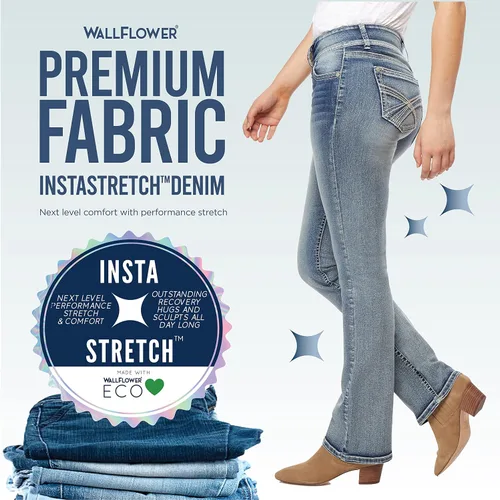 Vista 6 de WallFlower Jeans elásticos Insta para mujer con corte de bota y curvas