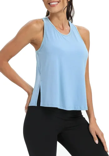 Vista 5 de Bestisun Camiseta sin mangas de entrenamiento atlético con espalda cruzada para mujer
