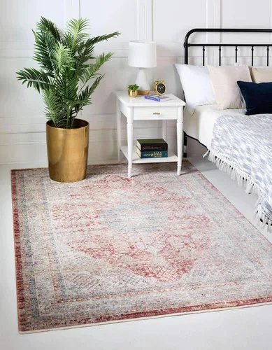 Vista 16 de Unique Loom Noble Collection - Alfombra de área tradicional, envejecida, vintage, geométrica, con borde (2' 2 x 3' 0 rectangular, azul/beige)