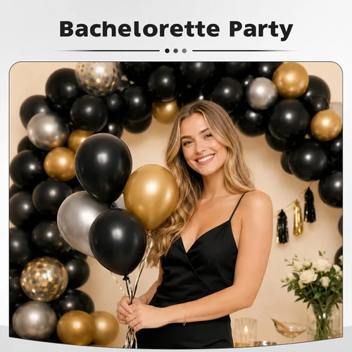 Vista 5 de Globos negros 30 Pack Matte Black Helium Balloons for Birthdays, Graduation, Casino, New Year, Halloween