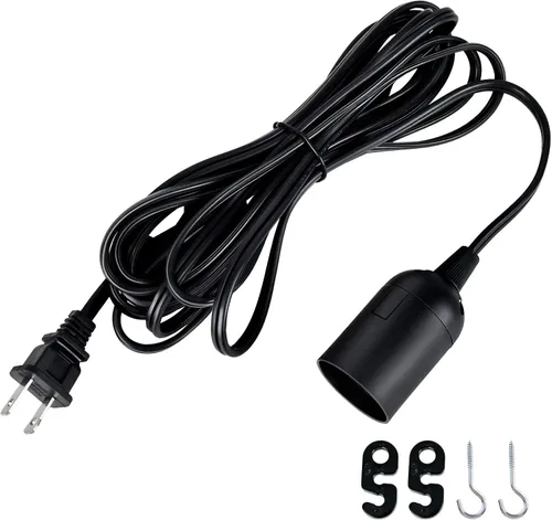 Vista 2 de Simple Deluxe - Cordón de lámpara colgante de linterna de 15 pies con enchufe E26, con interruptor de encendido/apagado (bombilla no incluida)