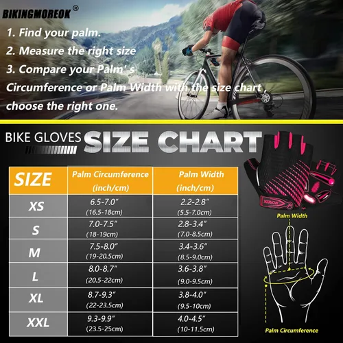 Vista 6 de BIKINGMOREOK Guantes de ciclismo para hombres y mujeres, guantes de bicicleta transpirables, almohadillas de gel de 0.197in, guantes de bicicleta