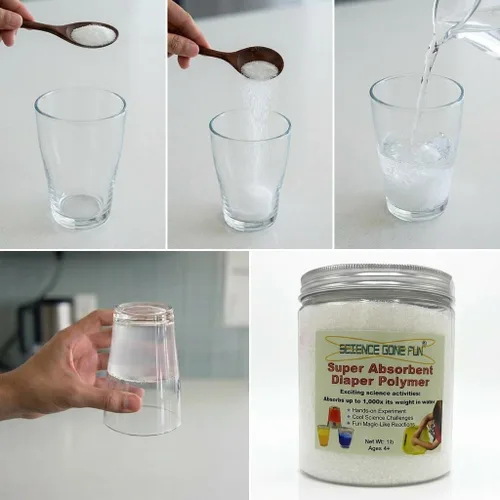 Vista 2 de Polvo de polímero superabsorbente para pañales, experimentos científicos y trucos mágicos, actividad instantánea de gel de agua, polvo de cristal