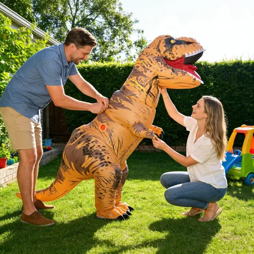 Vista 2 de Kiddale Mini ventilador para disfraces inflables, bomba de aire alimentada por USB de 6 V para traje de dinosaurio T-Rex, cabeza de mascota