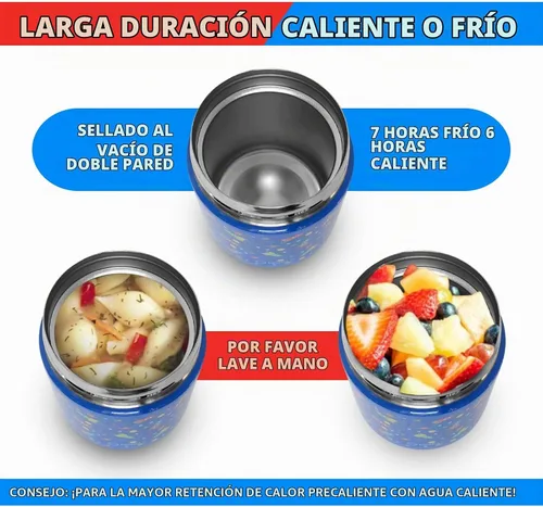 Vista 4 de Termo para comida caliente, tarro de boca ancha aislado de acero inoxidable para el almuerzo, recipiente de sopa para niños, preescolar, a prueba