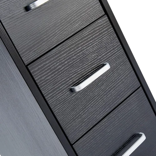 Vista 8 de Escritorio de manicura de uñas para técnico, estación de mesa de uñas de spa de salón de madera con gabinete, cajones, ruedas controlables (negro)