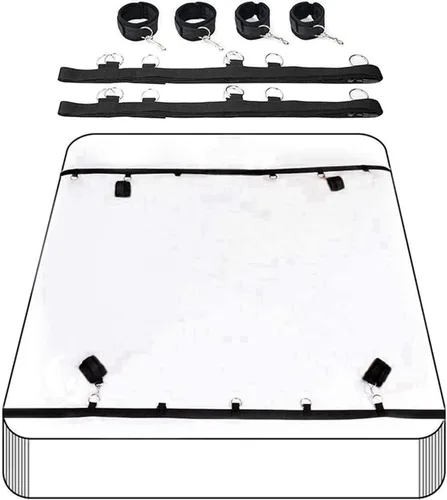 Vista 5 de Kit de cama para parejas, correas de cama para adultos, colchón, lazos sexuales para tobillos y muñecas, cuerdas de sujeción de cama King y cordones