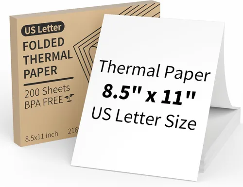 Vista 8 de MFLABEL Papel térmico resistente a la decoloración de 10 años, tamaño carta de EE. UU. plegable de 8.5 x 11 pulgadas (4 rollos) Compatible