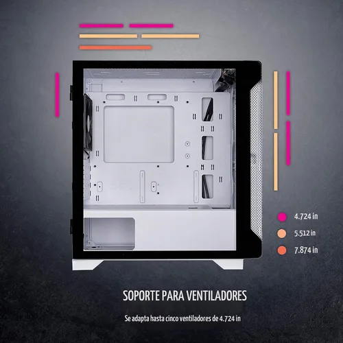 Vista 5 de Thermaltake S100 Carcasa para computadora de cristal templado Snow Edition Micro-ATX mini-Tower con ventilador trasero de 120mm preinstalado Nieve