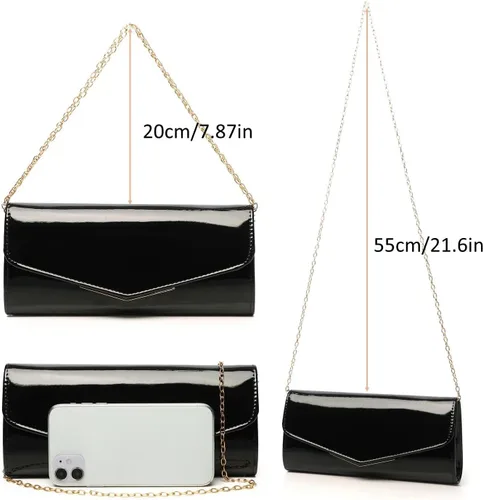 Vista 5 de Bolso de mano de cuero de charol para mujer, elegante bolso cruzado para el hombro, bolso para Navidad, boda, fiesta, baile de graduación
