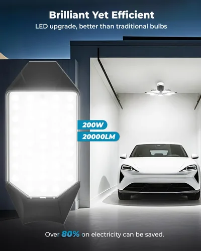Vista 2 de SEOBIOG Paquete de 2 luces LED de garaje, iluminación de bahía de luz de tienda de 20000 lm 6500K