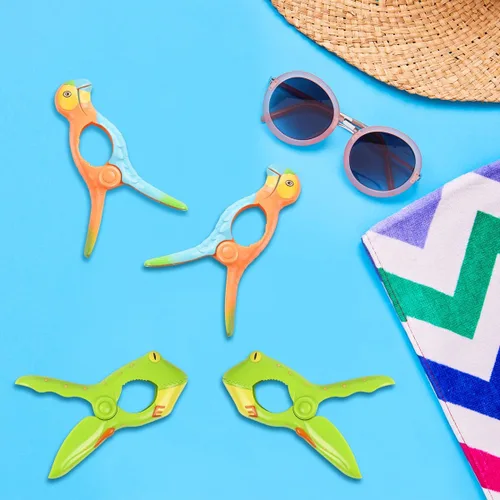 Vista 5 de Clips para Toallas de Playa, Sopito Clips para Toallas Tamaño Jumbo para Sillas de Playa Crucero Patio y Accesorios de Piscina, Juego de 4