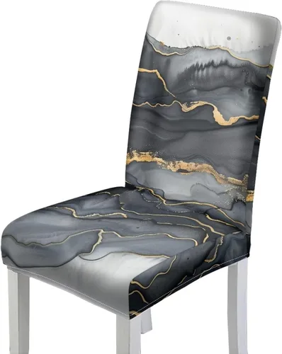 Vista 18 de HUGS IDEA Christmas Seat Covers for Dining Room Chairs Set of 6 Music Notes Stretch Chair Slipcovers Protector Removable and Washable Kitchen Dining