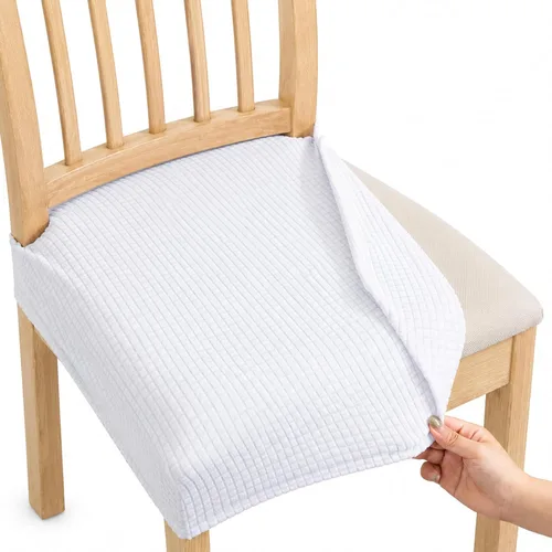 Vista 11 de NILUOH Juego de 2 fundas de asiento impermeables para sillas de comedor, de piel sintética, fundas de asiento para sillas de comedor, extraíbles
