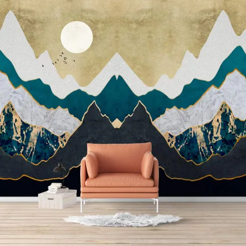 Vista 6 de SIGNFORD - Mural de pared de estilo nórdico con papel tapiz de paisaje natural extraíble para dormitorio o sala de estar.