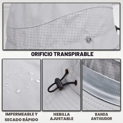 Vista 3 de Sombreros de sol para hombres y mujeres, protección UPF 50+, sombrero de Grisclaro