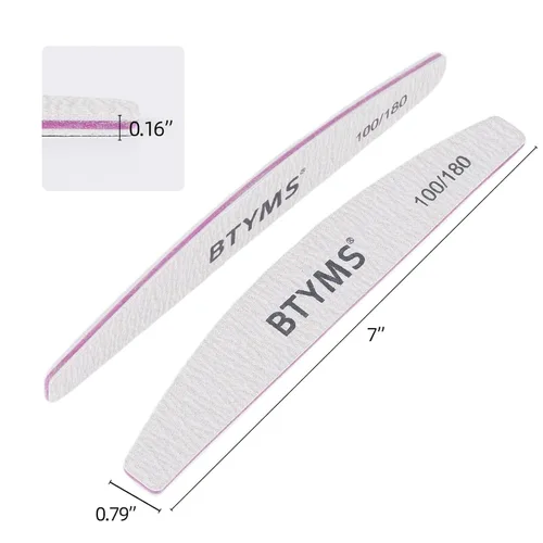Vista 2 de BTYMS 10 piezas de limas de uñas de grano 100/180 - Tablas de esmeril de doble cara para uñas acrílicas, de gel y naturales