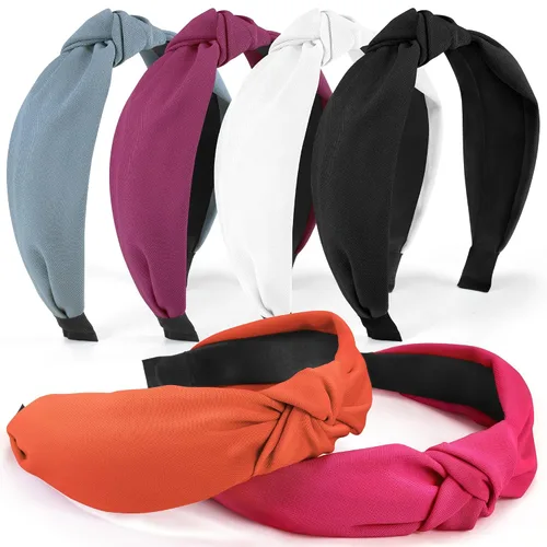 Vista 12 de DiyJibb Diademas para Mujeres y Niñas - 6 Piezas Diademas Elegantes con Nudo Superior - Diadema Anudada para Mujeres - Bandas para la Cabeza Anchas