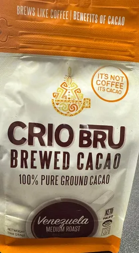 Vista 6 de Crio Bru Cacao elaborado Venezuela café de tostado medio alternativo 100% granos de cacao puros 99 sin cafeína, 10 onzas, no orgánico