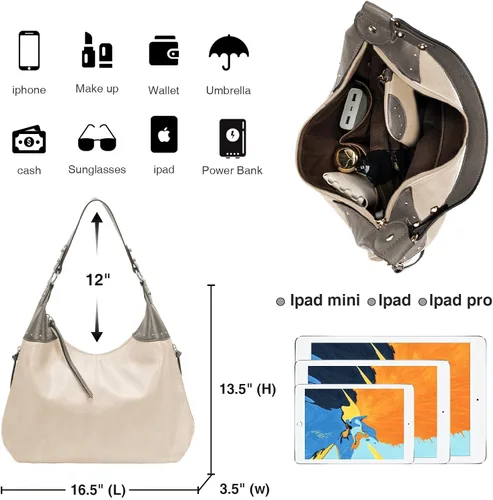 Vista 3 de LAVAWA Bolso de mano para mujer, bolso grande del oeste, bolso de hombro con asa superior, estilo vintage en relieve, tachuelas
