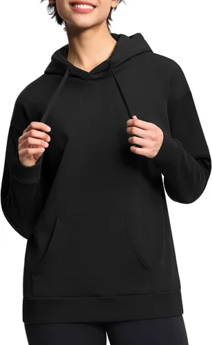 Vista 3 de THE GYM PEOPLE Sudadera básica con capucha para mujer, ajuste holgado, forro polar ultra suave, con bolsillos