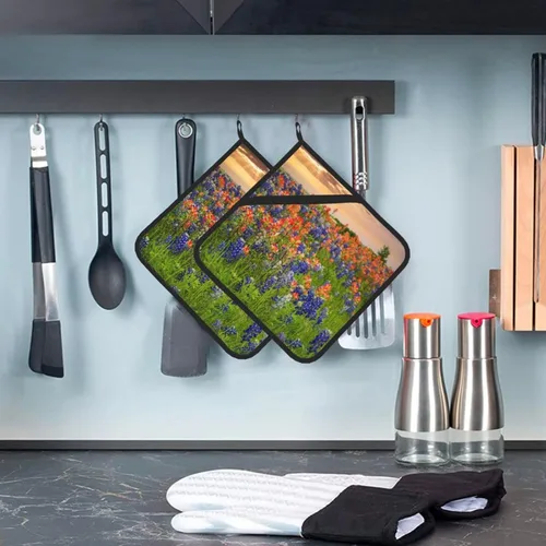 Vista 7 de Texas Bluebonnets - Juego de 2 soportes para ollas, resistentes al calor, para cocinar, microondas, barbacoa y hornear