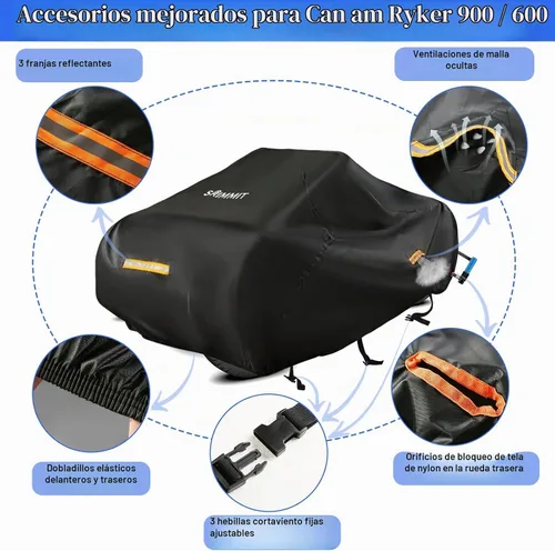 Vista 4 de Cubierta Can Am Ryker Impermeable, Cubierta Completa Mejorada Compatible con Accesorios Can-am Ryker 600/900/Sport/Edición Rally, Cubierta Completa