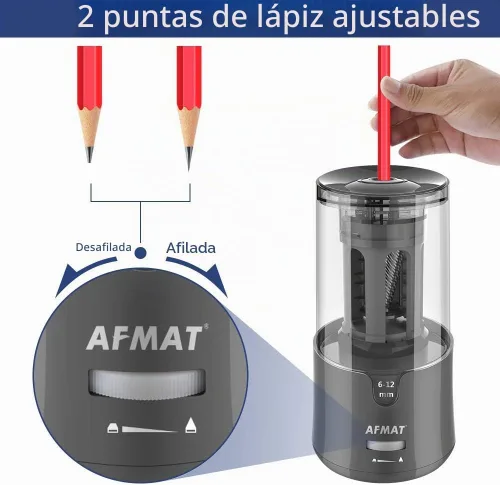 Vista 6 de AFMAT PS91 - Sacapuntas eléctrico, sacapuntas de alta resistencia para lápices de 0.236-0.472 pulgadas, lápices del N.º 2/lápices de colores, parada
