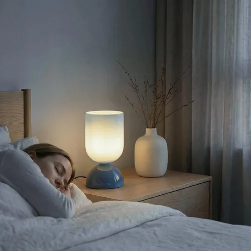 Vista 6 de Lámpara de mesa de cristal moderna de 8.9 pulgadas para sala de estar, lámparas de escritorio regulables para dormitorio, lámpara de mesita de noche