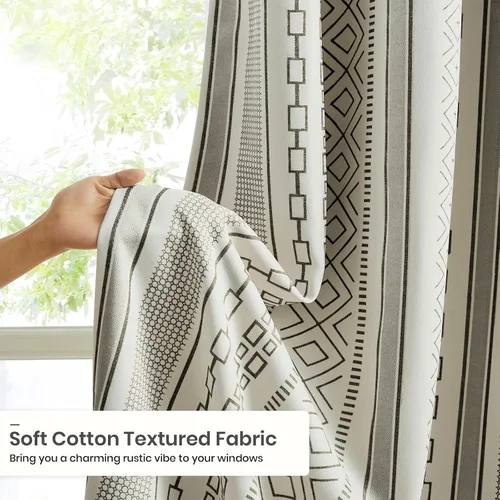 Vista 3 de Melodieux Cortinas bohemias 80% opacas de 63 pulgadas de largo para dormitorio, sala de estar, oscurecimiento de sala de estar, cortinas