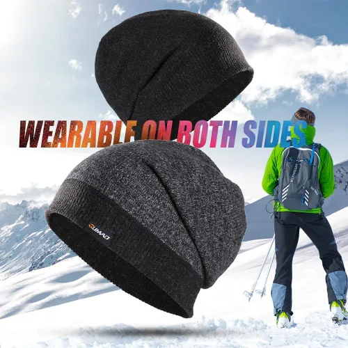 Vista 5 de WTACTFUL Gorro térmico cálido y holgado para invierno, para esquí, snowboard, al aire libre, hombres y mujeres