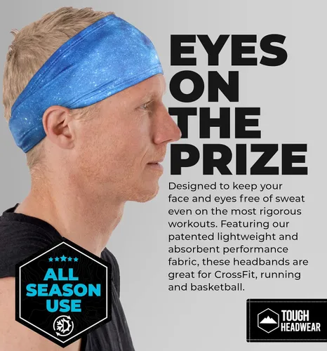 Vista 2 de Tough Headwear - Banda de sudor para hombre, bandas de entrenamiento, banda deportiva para hombre, bandas atléticas para hombre, banda de sudor
