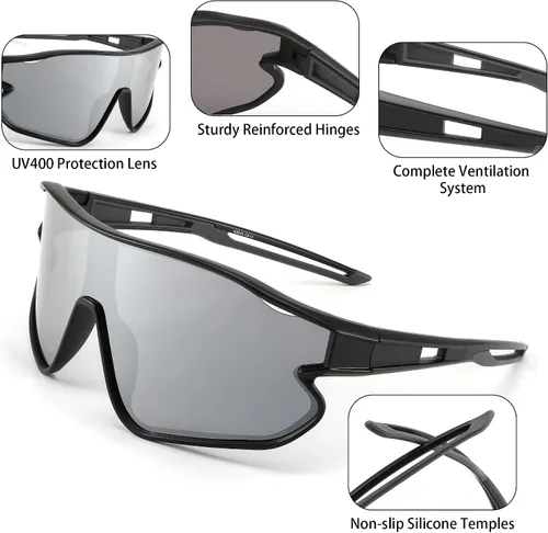 Vista 3 de FEISEDY Gafas de sol unisex para jóvenes, gafas de sol de béisbol y tenis, UV400 deportivas para niños y niñas, pantallas de ciclismo B4064