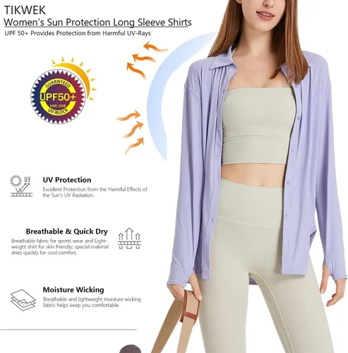 Vista 2 de Chaqueta atlética para mujer, ligera, con botones, con agujeros para el pulgar