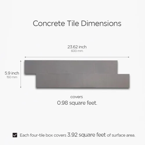 Vista 2 de Tic Tac Tiles - Azulejos autoadhesivos removibles para pegar en el salpicadero de la cocina o el baño, azulejos 3D de concreto natural estilo metro