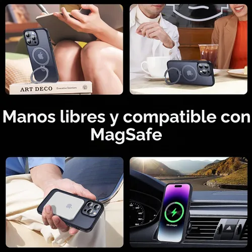 Vista 4 de CASEKOO - Funda diseñada para iPhone 14 Pro con soporte magnético invisible [protección contra caídas de grado militar] [compatible con MagSafe]